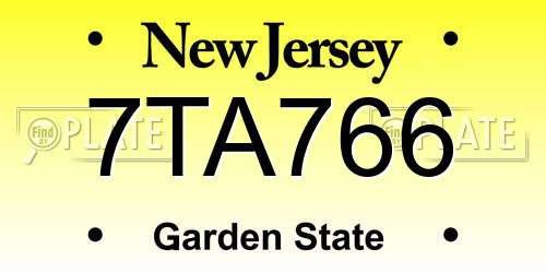 7TA766 New Jersey License Plate