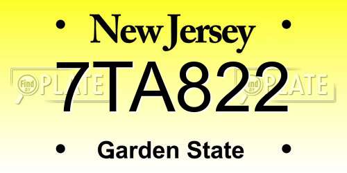 7TA822 New Jersey License Plate