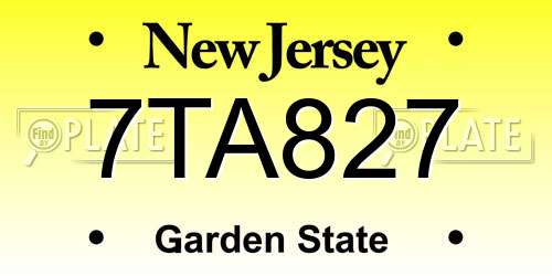 7TA827 New Jersey License Plate