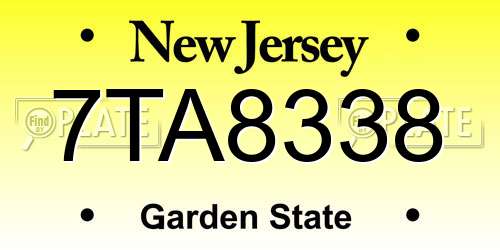 7TA8338 New Jersey License Plate