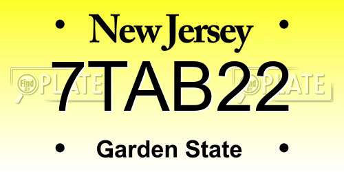 7TAB22 New Jersey License Plate