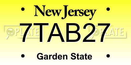7TAB27 New Jersey License Plate