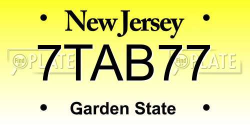7TAB77 New Jersey License Plate