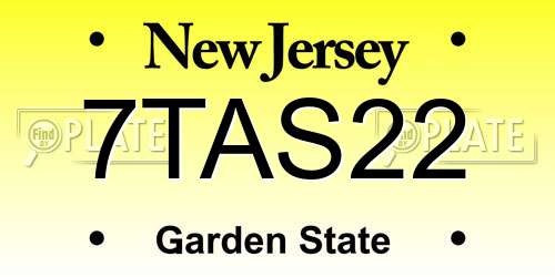 7TAS22 New Jersey License Plate