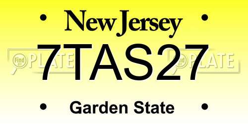 7TAS27 New Jersey License Plate