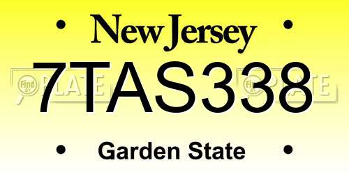 7TAS338 New Jersey License Plate