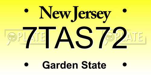 7TAS72 New Jersey License Plate