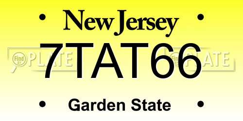 7TAT66 New Jersey License Plate