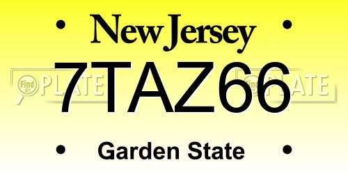 7TAZ66 New Jersey License Plate