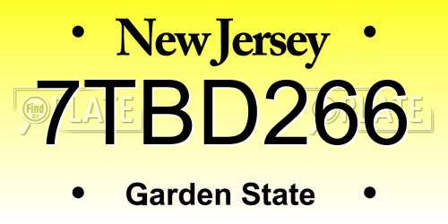 7TBD266 New Jersey License Plate