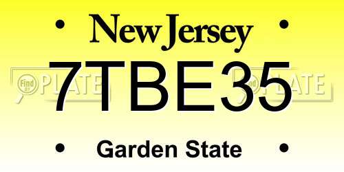 7TBE35 New Jersey License Plate