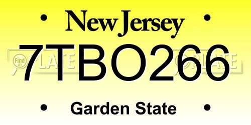 7TBO266 New Jersey License Plate