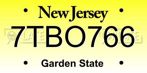 7TBO766 New Jersey License Plate