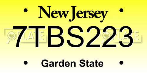 7TBS223 New Jersey License Plate