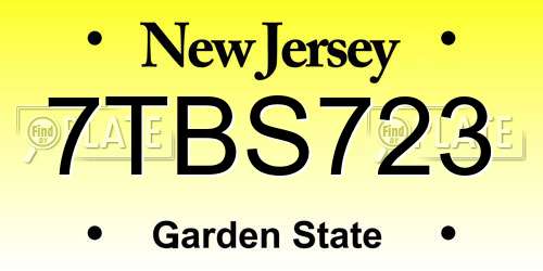 7TBS723 New Jersey License Plate