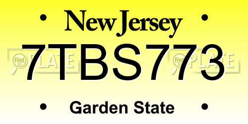 7TBS773 New Jersey License Plate