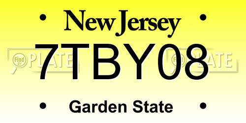 7TBY08 New Jersey License Plate