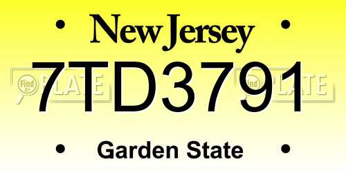7TD3791 New Jersey License Plate