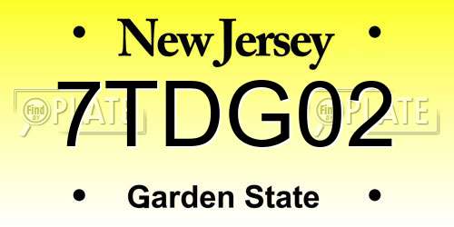 7TDG02 New Jersey License Plate