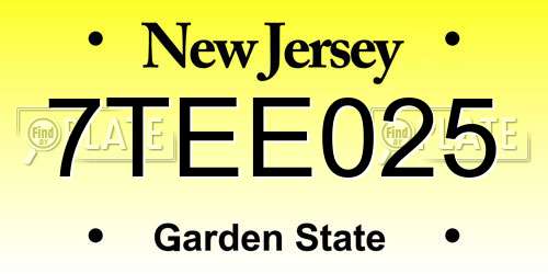 7TEE025 New Jersey License Plate