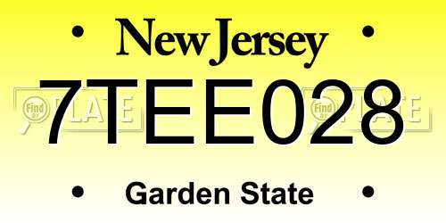 7TEE028 New Jersey License Plate