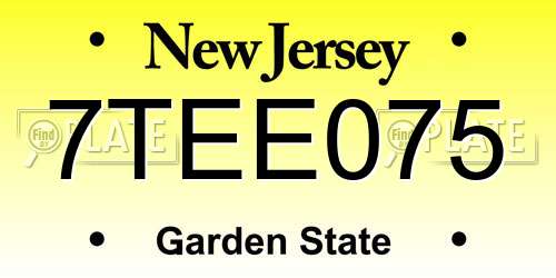 7TEE075 New Jersey License Plate