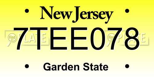 7TEE078 New Jersey License Plate