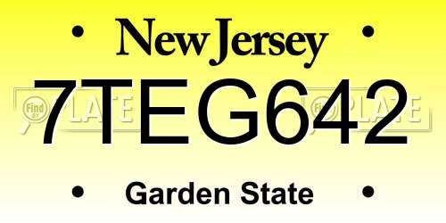 7TEG642 New Jersey License Plate