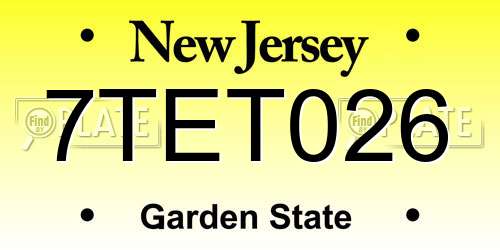 7TET026 New Jersey License Plate