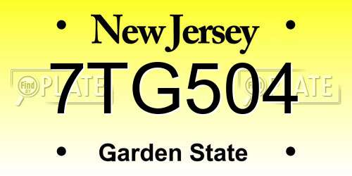 7TG504 New Jersey License Plate