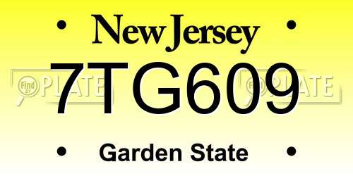 7TG609 New Jersey License Plate