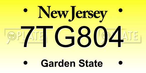 7TG804 New Jersey License Plate