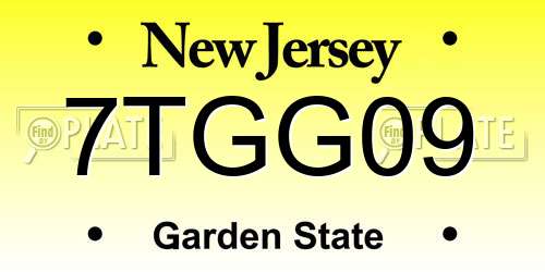 7TGG09 New Jersey License Plate