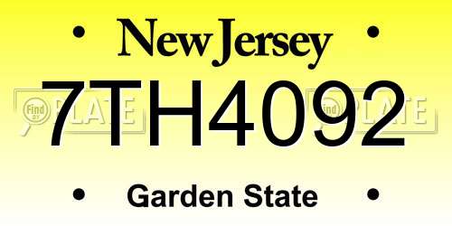 7TH4092 New Jersey License Plate