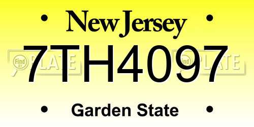 7TH4097 New Jersey License Plate