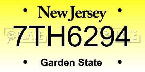 7TH6294 New Jersey License Plate