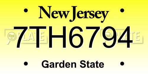 7TH6794 New Jersey License Plate