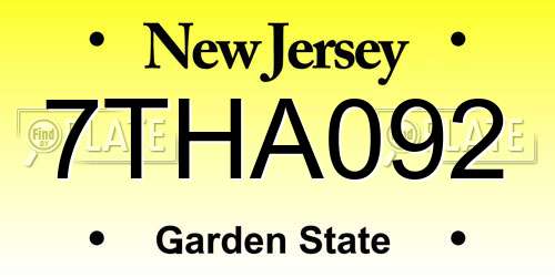 7THA092 New Jersey License Plate