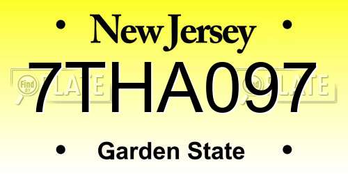 7THA097 New Jersey License Plate