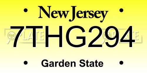 7THG294 New Jersey License Plate