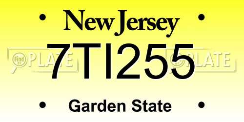 7TI255 New Jersey License Plate
