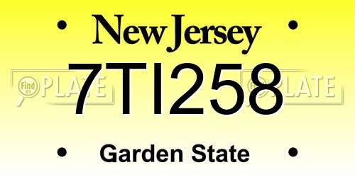7TI258 New Jersey License Plate