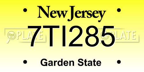 7TI285 New Jersey License Plate