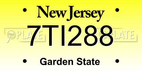 7TI288 New Jersey License Plate