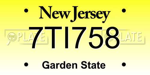 7TI758 New Jersey License Plate