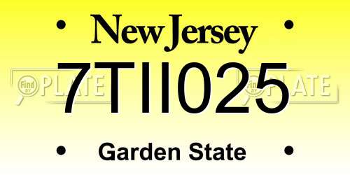 7TII025 New Jersey License Plate