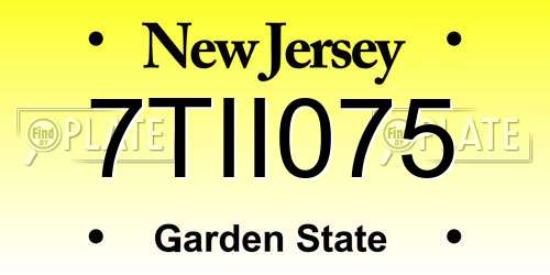 7TII075 New Jersey License Plate