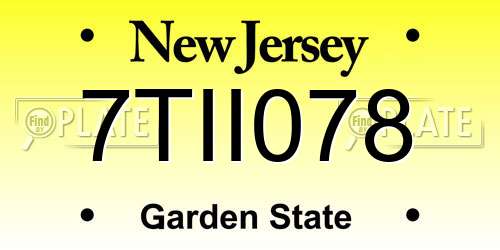 7TII078 New Jersey License Plate
