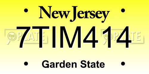 7TIM414 New Jersey License Plate