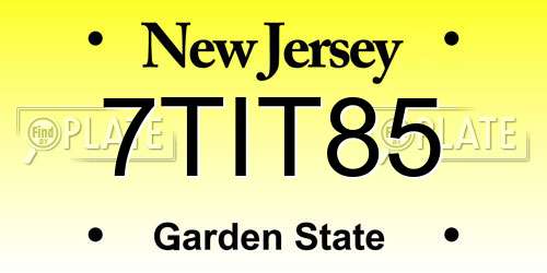 7TIT85 New Jersey License Plate